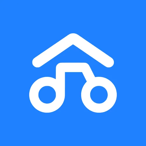 Logo de Bikipi, un vélo dont le guidon dessine le toit d'une maison